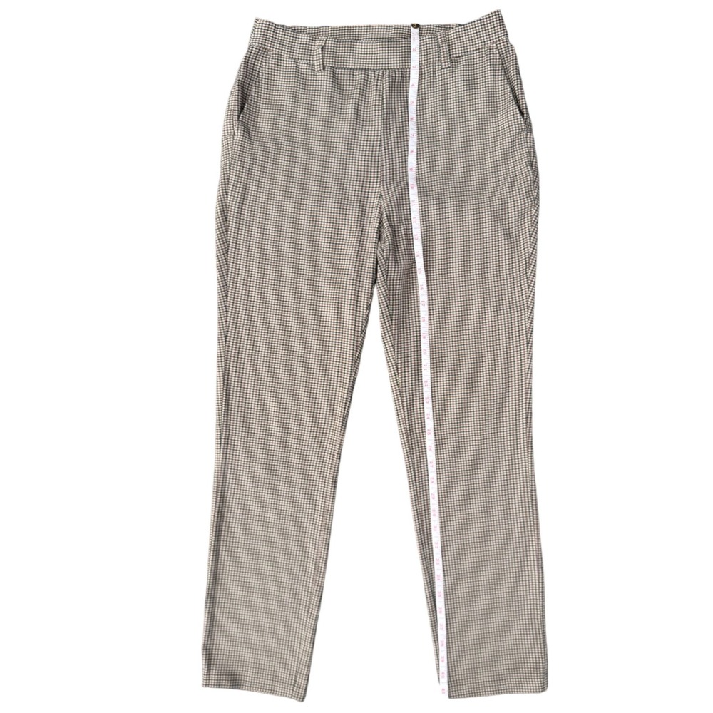 Perry Ellis Womens Slim Ankle Pants Size 10 Brown Houndstooth Stretch Dress Work - Picture 6 of 8